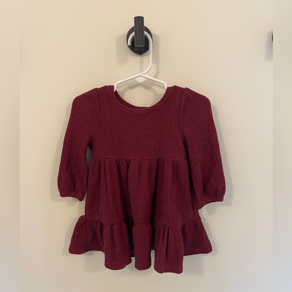 Cat and Jack maroon long sleeve dress 12m